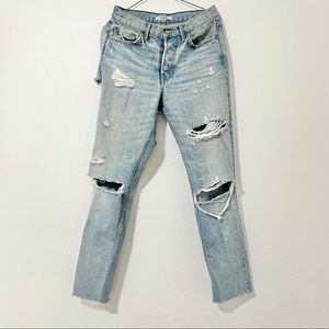 GRLFRND
Karolina Cotton Ripped Straight Jeans